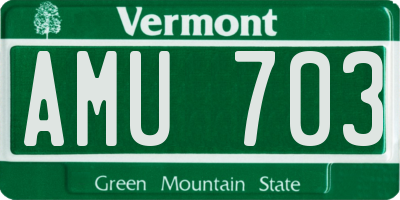 VT license plate AMU703