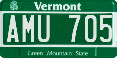 VT license plate AMU705