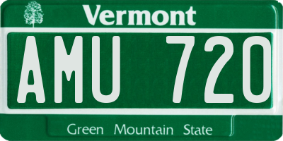 VT license plate AMU720