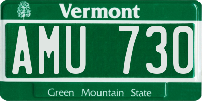 VT license plate AMU730