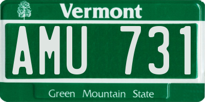 VT license plate AMU731