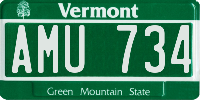 VT license plate AMU734