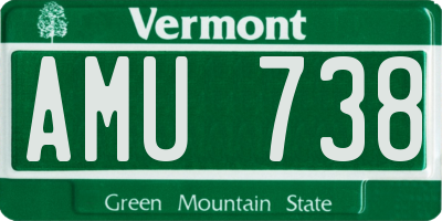 VT license plate AMU738