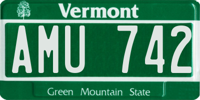VT license plate AMU742