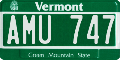 VT license plate AMU747