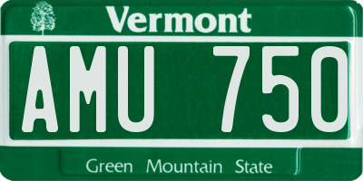 VT license plate AMU750