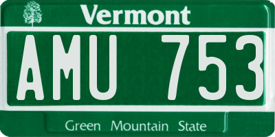 VT license plate AMU753