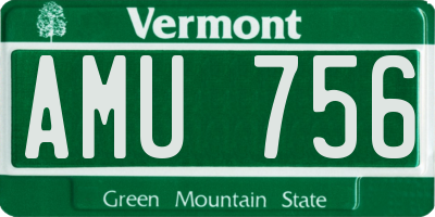 VT license plate AMU756