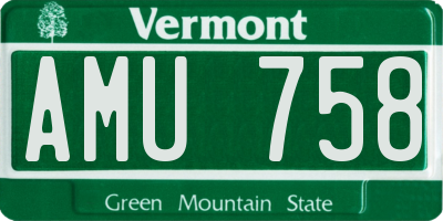 VT license plate AMU758