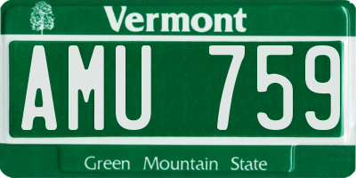 VT license plate AMU759