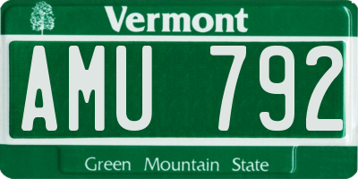 VT license plate AMU792