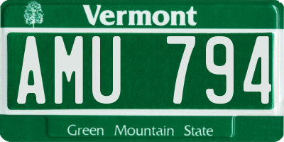 VT license plate AMU794