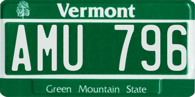 VT license plate AMU796