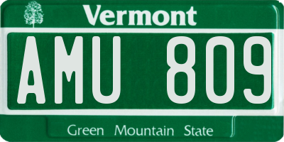VT license plate AMU809