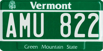 VT license plate AMU822