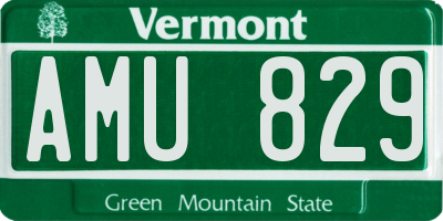 VT license plate AMU829