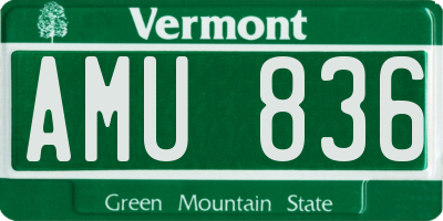 VT license plate AMU836