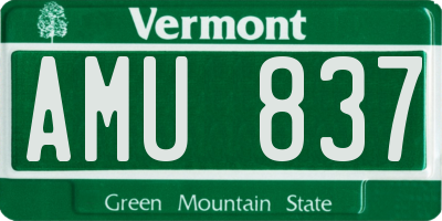 VT license plate AMU837