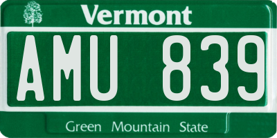 VT license plate AMU839