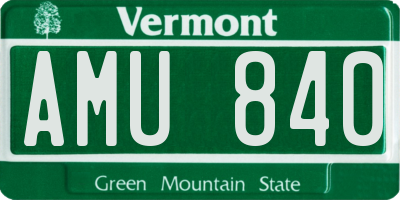 VT license plate AMU840