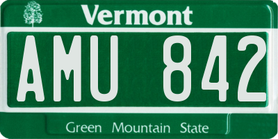 VT license plate AMU842