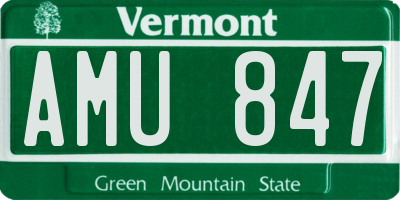 VT license plate AMU847