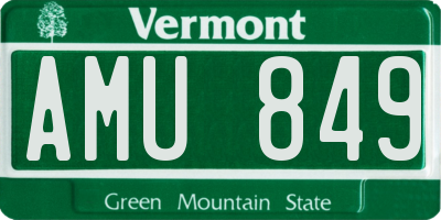 VT license plate AMU849