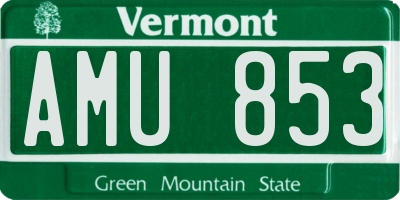 VT license plate AMU853