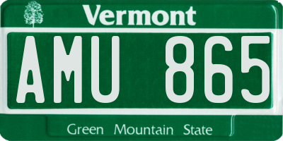 VT license plate AMU865