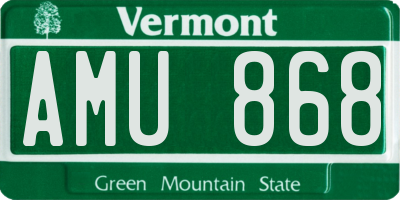 VT license plate AMU868