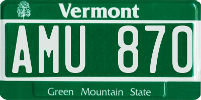 VT license plate AMU870