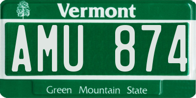 VT license plate AMU874
