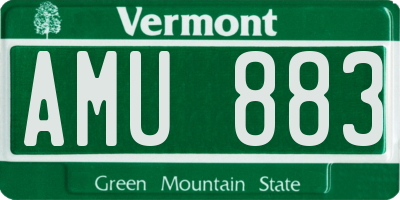 VT license plate AMU883