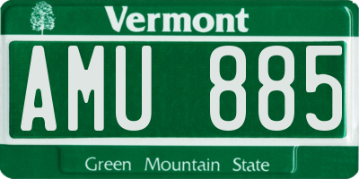 VT license plate AMU885