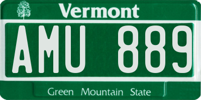 VT license plate AMU889