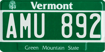 VT license plate AMU892