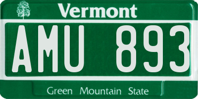VT license plate AMU893