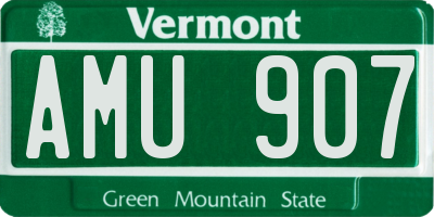 VT license plate AMU907