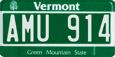VT license plate AMU914