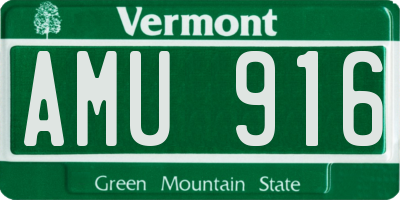 VT license plate AMU916