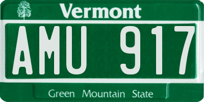 VT license plate AMU917