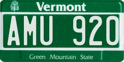 VT license plate AMU920