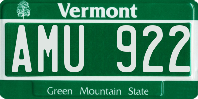 VT license plate AMU922