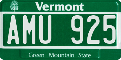 VT license plate AMU925