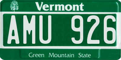 VT license plate AMU926