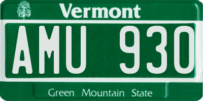 VT license plate AMU930
