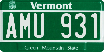 VT license plate AMU931