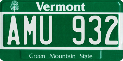 VT license plate AMU932