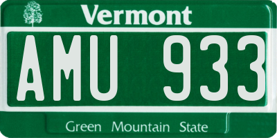 VT license plate AMU933