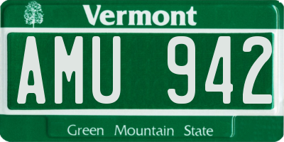 VT license plate AMU942